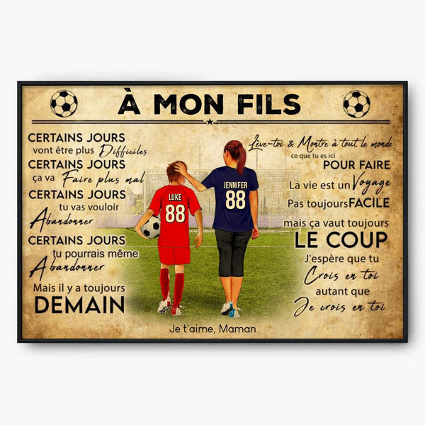 Poster, Canvas Personnalisées du Soccer, Avec Nom, Numéro, Apparence & Paysage Personnalisés, Style Vintage, Cadeau Sportif Pour Fils LTL0824B01DAFR