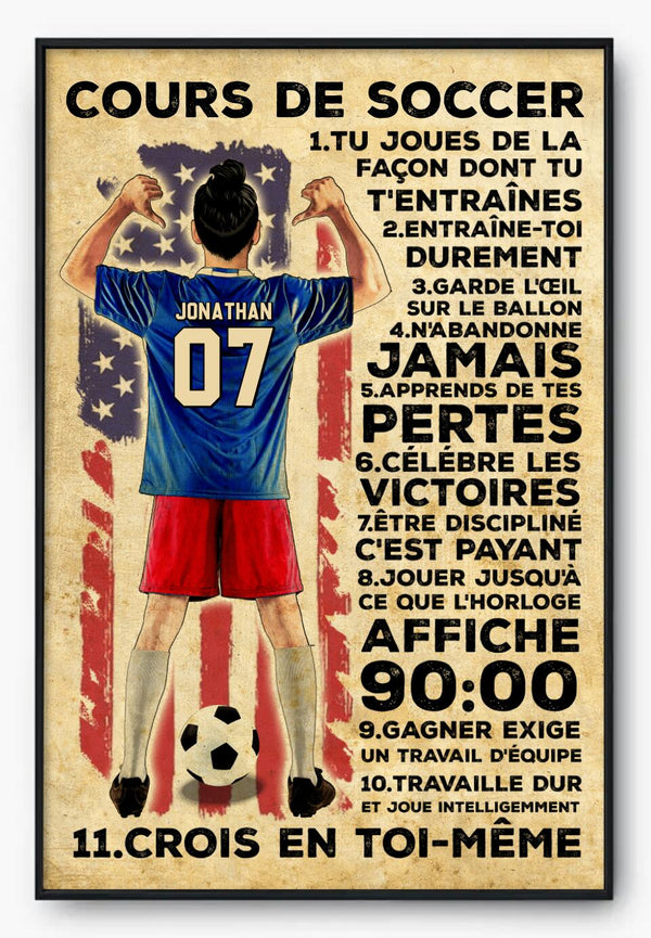 Poster, Canvas Personnalisées du Soccer, Avec Nom, Numéro, Apparence & Paysage Personnalisés, Style Vintage, Cadeau du Soccer NTB0419B03DP