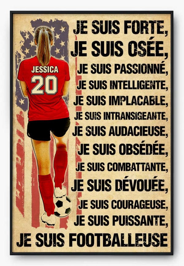 Poster, Canvas Personnalisées du Soccer, Avec Nom, Numéro, Apparence & Paysage Personnalisés, Style Vintage, Cadeau Sportif Pour Fille TBN0527B01SAFR