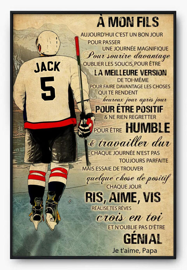 Poster, Canvas Personnalisées du Ice Hockey, Avec Nom, Numéro, Apparence & Paysage Personnalisés, Style Vintage, Cadeau Pour Fils, Cadeau Pour Fille, LTL1006B01DAFR
